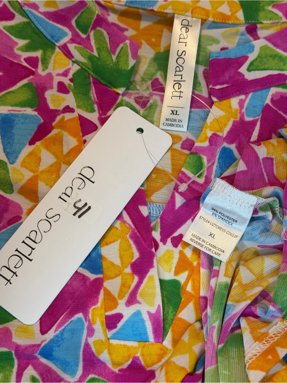 Dear Scarlett Sleeveless Tropical Pineapple Print Mini Dress XL - Picture 4 of 6
